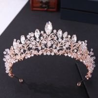 [HOT YIXLLXJKWKGH 108] พิสดารหรูหรา Rose G Old คริสตัลลูกปัดหัวใจเจ้าสาว Tiaras มงกุฎบิ๊ก Rhinestone ประกวดมงกุฎคาดศีรษะอุปกรณ์ผมจัดงานแต่งงาน