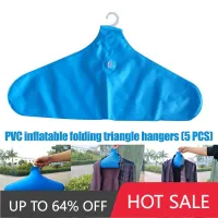 5 Pcs PVC Inflatable Clothes Drying Hangers Outdoor Travel Portable Coat Rack Foldable Clothing Storage Holder Wide Shoulder Clothes Hangers Pegs