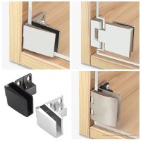 1 pair Self-closing Glass Door Hinge No Drilling Frameless Clamp Side Mounted Zinc Alloy Hardware Furniture Tools Accessories