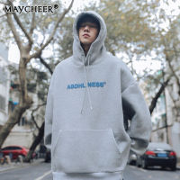 MAYCHEER เสื้อสเวตเตอร์ผู้ชายแฟชั่นสไตล์เกาหลีเสื้อสเวตเตอร์หลวมเสื้อสเวตเตอร์พิมพ์ลายคู่รัก