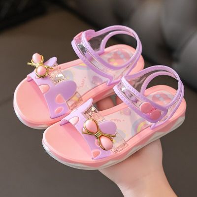 Summer Little Girls Sandals 2022 New Flower Simple Cute Pink Purple Children Sandals Toddler Baby Soft Casual School Girl Shoes