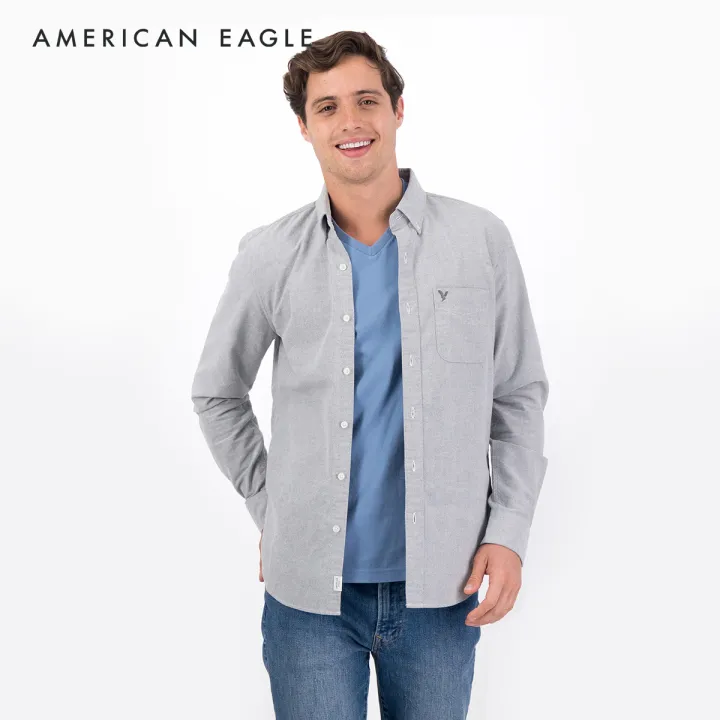 American Eagle Slim Fit Oxford ButtonUp Shirt เสื้อเชิ้ต ผู้ชาย อ๊อก