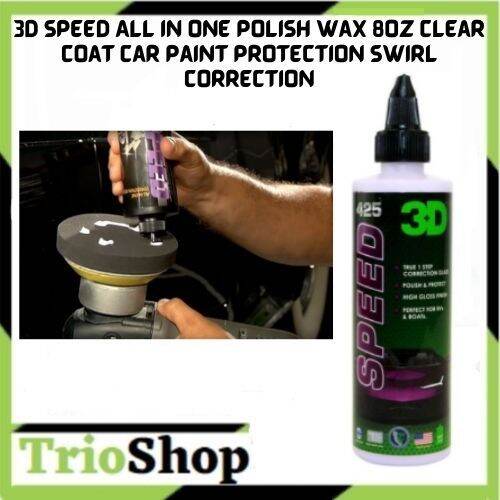 3D SPEED All in One Polish Wax 8oz Clear Coat Car Paint Protection
