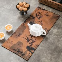 Chinese Painted Tea Towel Creative Table Mats Super Absorbent Tea Set Accessories For Home Office Durable Rag Tea Napkin