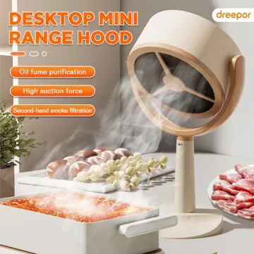 1pc Desktop Range Hood, Mini Portable Range Hood With 3 Speed Adjustment  USB Power Charger Extractor Button For Hot Pot BBQ With Two Replaceable  Filters
