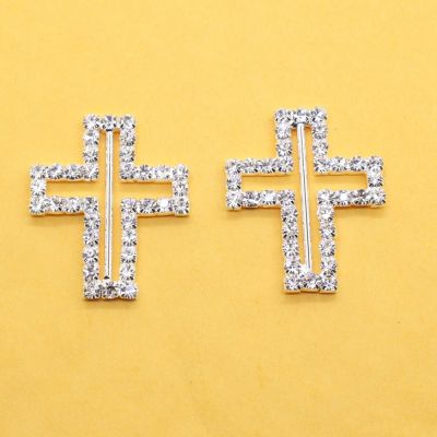【cw】 5pcs/Set 33x28MM Crucifix Rhinestone Buckles Diamond Buttons Invited to the Wedding Rbbon Rlider DIY Hair Ornaments Factory ！