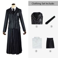 ☫ Kid Wednesday Costume Girl Dark Style Academy Uniform Cosplay Addams Party Dancing Dress Adult WomenCarvinal Fancy Clothes