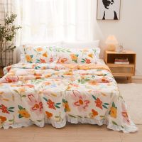 Summer Soft Breathable Quilt Princess Lace Comforter Flowers Print throw Duvet Washed Cotton Throw Blanket Bedding