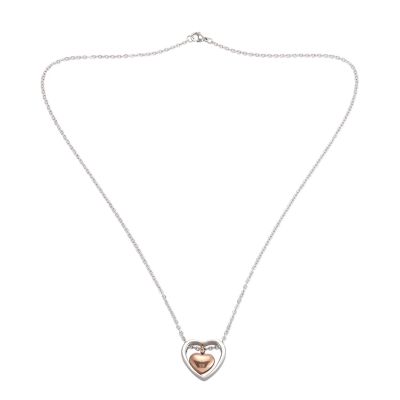 Double Heart Cremation Urn Necklace Pendant Funnel Fill Kit Keepsake Memorial Ashes
