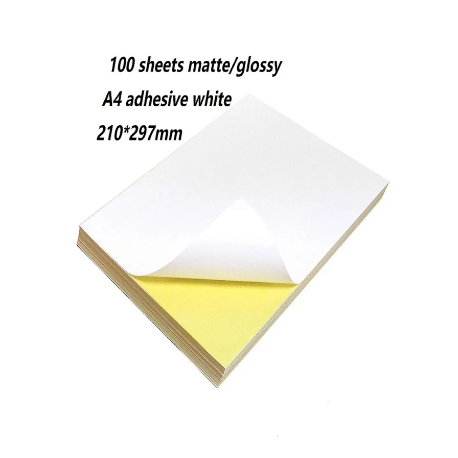 50/100 PCS A4 Sticker Paper Glossy/Matte PRINTABLE STICKER INKJET