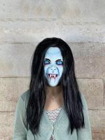 original Halloween Ghost doll latex horror mask with hair full face scary script devil-killing hood mask haunted house props