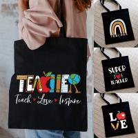 Teacher Love Inspire Women Shopper Shopping Bag Canvas Shoulder Bag Female Handbags Reusable Foldable Storage Tote Bag Best Gift
