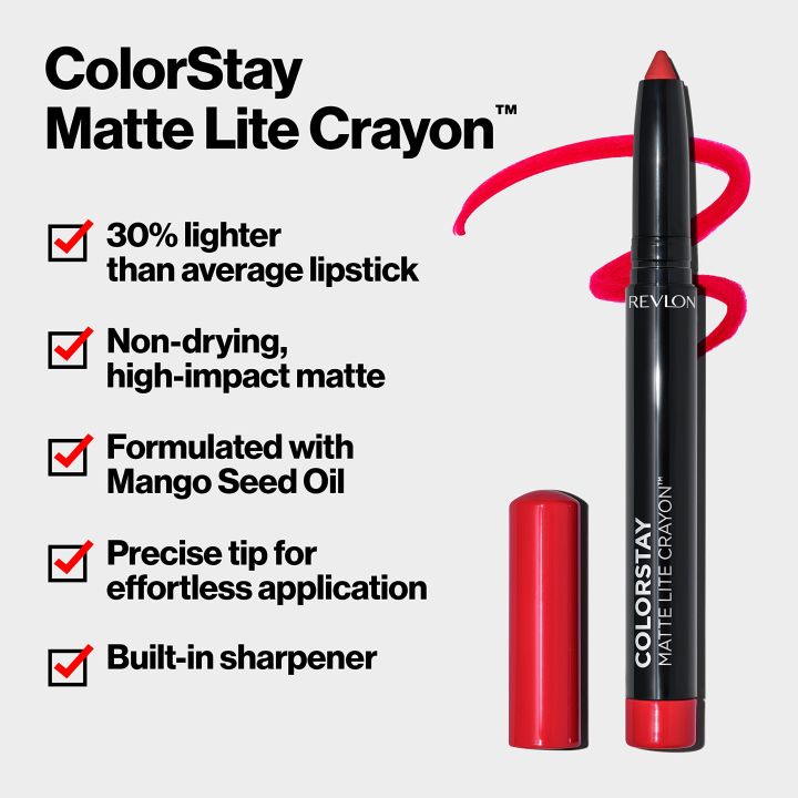 revlon-colorstay-matte-lite-crayon-เรฟลอน-คัลเลอร์สเตย์-แมท-ไลท์-เครยอน-ลิปดินสอเรฟลอน-ลิปสติกดินสอ-เนื้อแมทบางเบา-เครื่องสำอาง