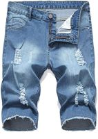 Litteking Mens Ripped Jean Shorts Casual Distressed Denim Shorts Summer Short Pants with Pockets