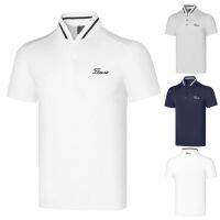 Titleist Taylormademir J.lindeberg เสื้อยืดกอล์ฟแขนสั้นฤดูร้อนเสื้อโปโลกีฬากลางแจ้งระบายอากาศได้ดีเสื้อกอล์ฟสไตล์เหงื่อ