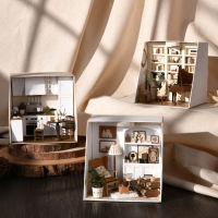 Mini Dollhouse Furniture 3D Wooden Assembling Toys Miniature Furniture Kit Casa LED Toy Doll House for Children Gifts