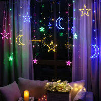 Twinkling Star Moon Fairy LED String Lights Christmas Window Bedroom Wedding Party Curtain String Lamp Garden Outdoor Decor