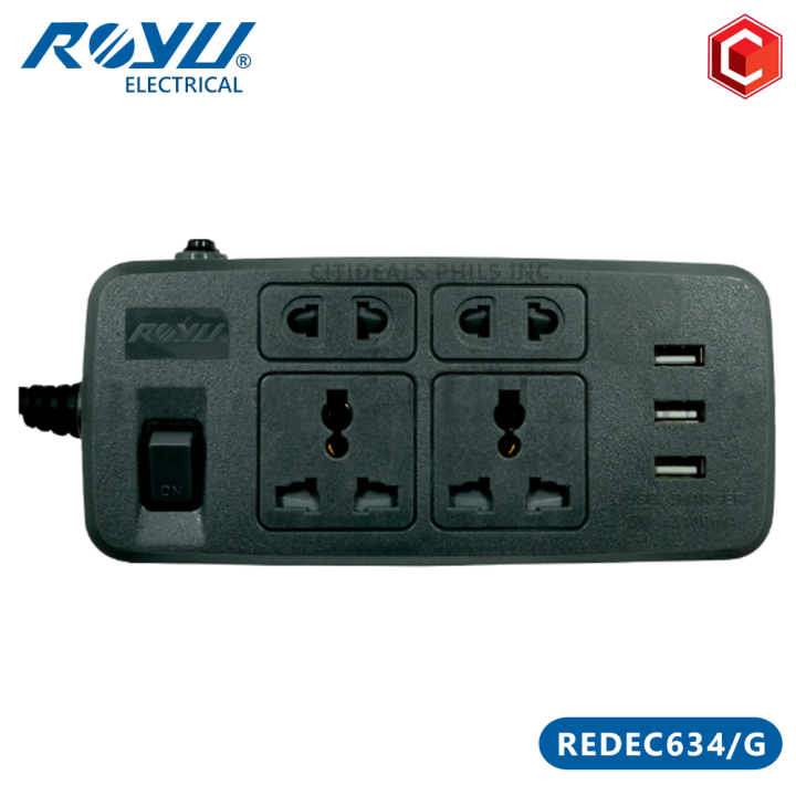 Power Strips 4 Gang Socket One Switch 3 USB Ports 2 Meters Extension