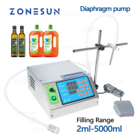 ZONESUN Liquid Filling Machine เครื่องเติมขวดไดอะแฟรม,เครื่องเติมของเหลวกึ่งอัตโนมัติสำหรับบรรจุน้ำมันเครื่องดื่มน้ำผลไม้