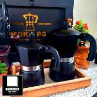 หม้อ Moka Pot 3/6 คัพ รุ่นพิเศษ สีดำ Black Edition หูจับหนา/วาล์วใหญ่/ครีม่าสวย (พร้อมส่ง) MP-002