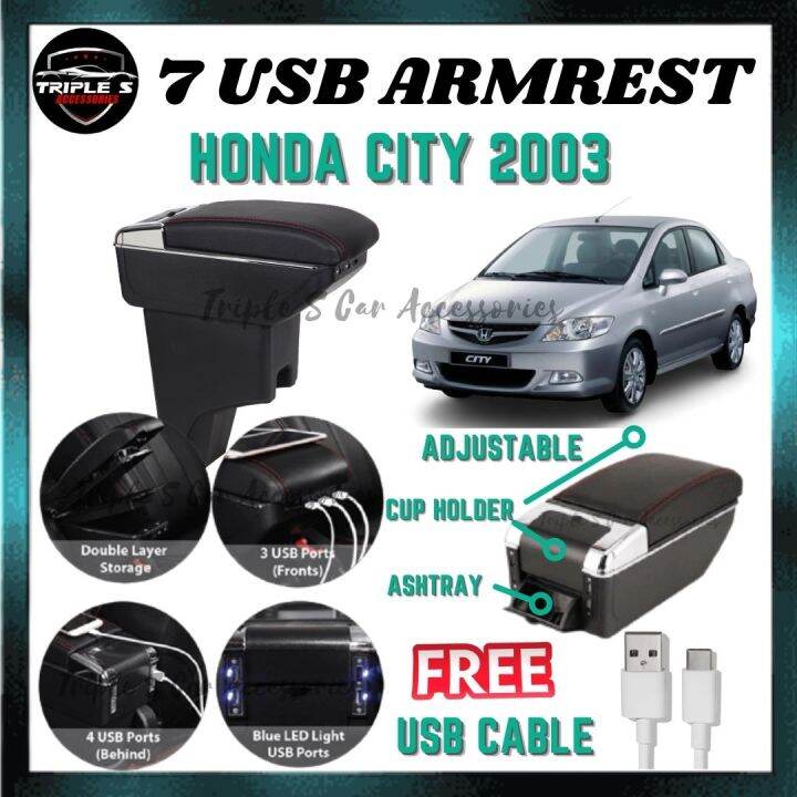 Honda City Usb Arm Rest Double Layer Armrest With Cup Holder Car Armrest Center