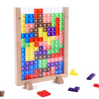 Wood Puzzle 3D Tetris Game Brain Teaser Colored Puzzles Game Magination Inlectual Jigsaw Education Toy For Children Christmas