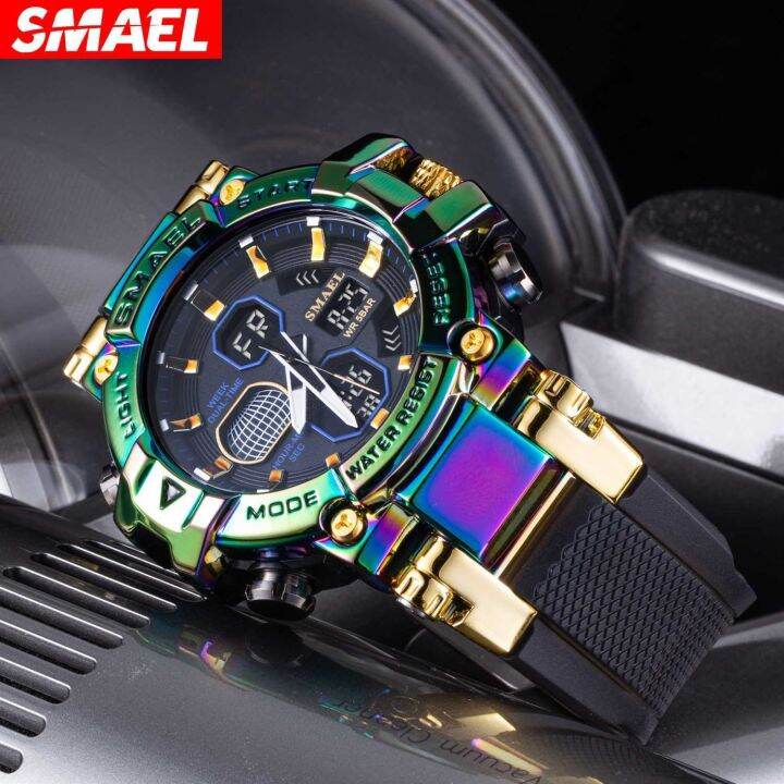 july-hot-8027-colorful-alloy-watch-mens-outdoor-sports-waterproof-multi-functional-electronic