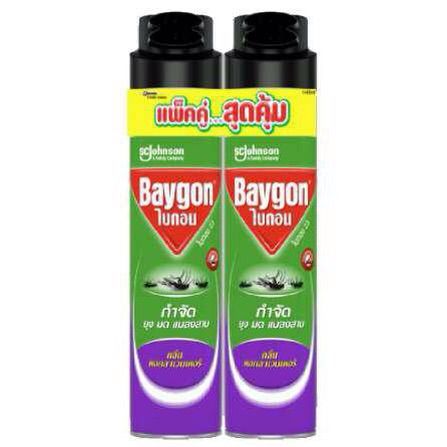 Baygon ไบกอน สเปร์ยกำจัดยุง มด แมลงสาบ 600 มล. แพ็คคู่ ลาเวนเดอร์