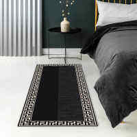 Euro Style Geometric Hallway Mats Luxury Black Bedside Mat Long Kitchen Mat Set Absorbent Doormat Entrance Door Bathroom Mat