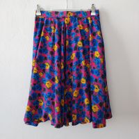 กระโปรง (Skirt) พิมพ์ลายดอกไม้ น้ำเงิน-ชมพูสดใส