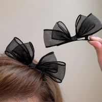 【CW】2022 Black Lace Double-layer Mesh Bow Hairpin for Women Girls Fashion Korea Sweet Student Hair Clip Hair Accessories