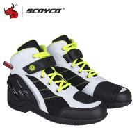 SCOYCO Motorcycle Boots Men 4 Seasons Breathable Moto Boots Off-Road Racing Boots Motorbike Riding Protective Gear Shoes