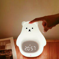 ใหม่นาฬิกาปลุก Night Light พร้อม Sleep Light Timing ซิลิโคน Night Light ตกแต่งห้องนอน Big White Bear Colorful Lights