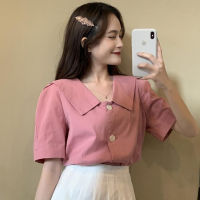 Pink Shirt Women Short Sleeve Korean Blouse Summer Fashion Casual Plus Size Tops 2023 New