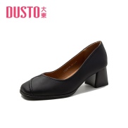 Giày cao gót Dusto mũi vuông gót vuông 4.5cm sẵn size 36 đen
