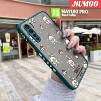 เคส JIUMOO สำหรับ OPPO A91 F15 Reno 3 4G เคสโทรศัพท์แบบแข็งบางมีน้ำค้างแข็งโปร่งใสขอบสี่เหลี่ยมลายกระต่ายเค้กการ์ตูนปลอกซิลิโคนคลุมทั้งหมดกันกระแทกป้องกันเลนส์กล้องเคส