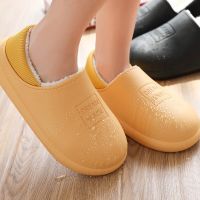 Women Waterproof Fur Slippers Winter Warm Plush Household Slides Indoor Home Thick Sole Footwear Non-Slip Shoes Couple Sandals