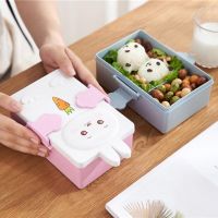 ▧✟ 1 Set Bento Box Cartoon Shape Compartment Snap-design Good Sealing Kawaii Kindergarten Children Lunch Box With Tableware