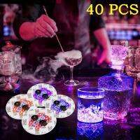 40 Pcs LED Coaster Luminous ขวดสติกเกอร์ไฟ6ซม. โคมไฟสำหรับ Xmas Bar K งานแต่งงานค็อกเทลเครื่องดื่มถ้วยแจกัน Decor