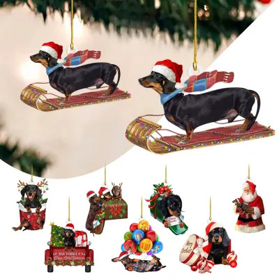 Christmas Dog Ornament Xmas Tree Pendant Xmas Tree Hanging Pendant Christmas Dachshund Dog Ornament Dachshund Dog Ornament