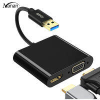 Usb3.0 To Hdmi-compatible Vga 2-in-1 Adapter Usb 3.0 5gbps 1080p Dual Output Converter Compatible For Windows 10/8/7/xp