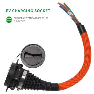 32A Electrical Car IEC62196-2 EV Charger Socket Type 2 Charging Inlet With 50Cm Cord