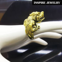 Inspire Jewelry ,แหวนปี่เซี้ยะ หล่อจากทองเหลืองนอกทั้งวง สรีระสวยงามมาก แหวนมงคลดูดทรัพย์