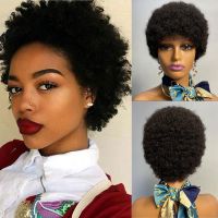 【CW】 DreamDiana Short Curly Wigs African curly Cut Wig Human Hair Machine Made short