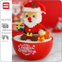 Weagle 2723 Merry Christmas Santa Claus Sit Doll Tumbler Model DIY Mini Diamond Blocks Bricks Building Toy for Children no Box