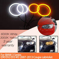 1ชุดสีขาวสีเหลืองผ้าฝ้าย Light Angel Eyes Halo แหวนสำหรับ BMW 3 Series E90 E92 E93 M3 2007-2013 Coupe Cabriolet