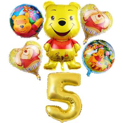 6pcs/lot Disney Winnie The Pooh Theme Party Balloons Set Decorations Baby Shower For Kids Birthday Party Supplies Favors Toys Balloons