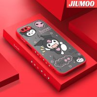 JIUMOO เคสสำหรับ OPPO R11 R11s เคส R9s พร้อมมีน้ำค้างแข็งโปร่งใสลายการ์ตูน Kuromi เคสซิลิโคนรูปสี่เหลี่ยมขอบด้านข้างฝาหลังเต็มรูปแบบเคสป้องกันเคสมือถือกันกระแทกกล้องดีไซน์ใหม่