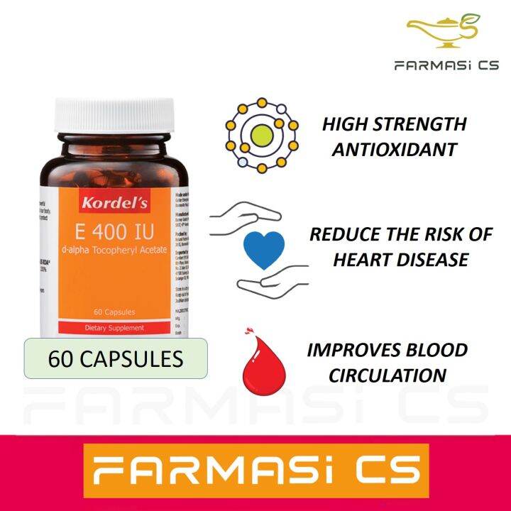 Kordel's Vitamin E 400 IU 60 Capsules EXP03/2024 [ antioxidant heart