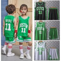 เสื้อคุณภาพสูง NBA Boston Celtics Jersey 11 Irving Jersey เด็ก ชุดเสื้อบาสเก็ตบอล Kids Tops Shorts Jersey Set Basketball Uniform